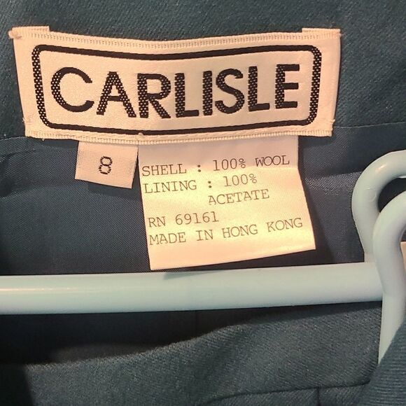 Size 8 Carlisle Ladies Skirt and Jacket Suit in Green Wool With Velvet Collar - Picture 3 of 16